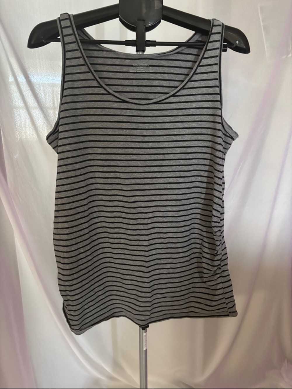 Motherhood Gray and Black Striped Maternity Tank